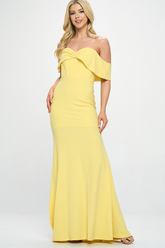 Yellow Ynez Off-The-Shoulder Mermaid Prom Maxi Dress