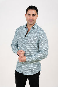 Blue Men's Printed Long Sleeve Shirt