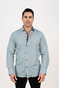 Blue Men's Printed Long Sleeve Shirt