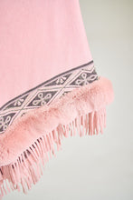 Pink Faux Fur Poncho Cape Coat Cloak Wrap