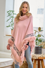 Pink Faux Fur Poncho Cape Coat Cloak Wrap