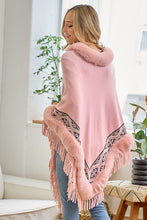 Pink Faux Fur Poncho Cape Coat Cloak Wrap