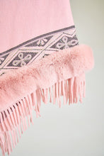 Pink Faux Fur Poncho Cape Coat Cloak Wrap