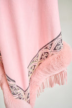 Pink Faux Fur Poncho Cape Coat Cloak Wrap