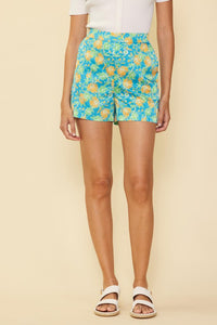 Vivid Blue Mango Floral Print Shorts