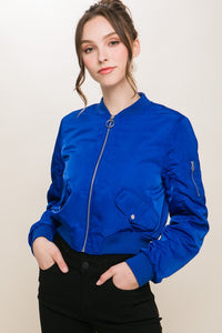 Royal blue 2024 bomber jacket womens