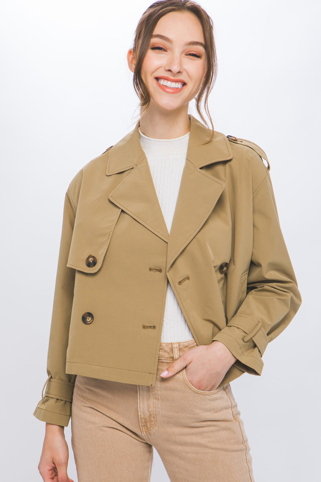 L´or Cropped Trench Jacket Camel-