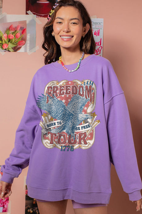 Violet Freedom Tour Washed Fleece Oversized Sweatshirts