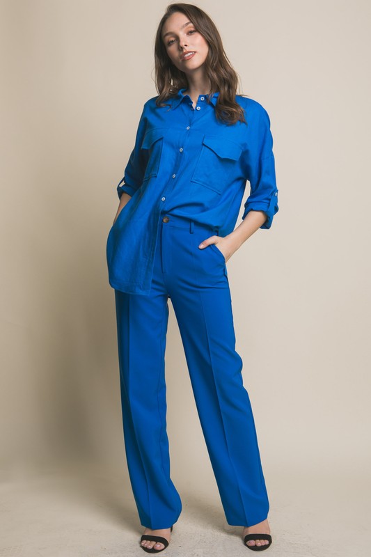 Azure Formal Straight Leg Blazer Pants