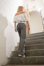 Charcoal Loose Fit Pants With Button Detail