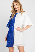 Royal/White Color Block Sequin Dress Top