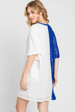 Royal/White Color Block Sequin Dress Top