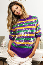 Purple Clear Sequin Mardi Gras Sweater