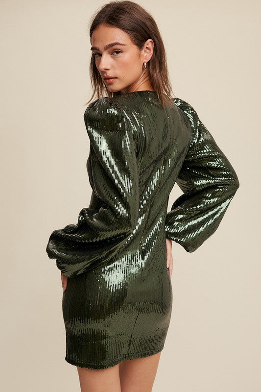 Emerald Sequin Fringe Mini Dress – Aquarius Brand
