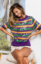 Purple Clear Sequin Mardi Gras Sweater