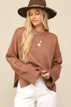 Rustic Clay Notch Hem Crop Sweater