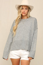 H Grey Notch Hem Crop Sweater