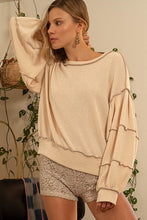 Cream Cut Sew Sweater Knit Exposed Seam Sweatshirt