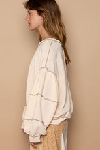 Cream Cut Sew Sweater Knit Exposed Seam Sweatshirt