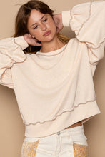 Cream Cut Sew Sweater Knit Exposed Seam Sweatshirt