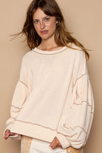 Cream Cut Sew Sweater Knit Exposed Seam Sweatshirt