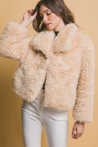 Khaki Mid Waist Faux Fur Coat