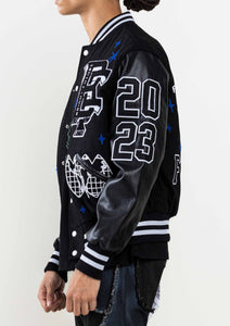 Black Mono Bright Future Varsity Jacket