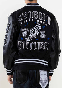 Black Mono Bright Future Varsity Jacket