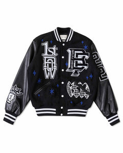 Black Mono Bright Future Varsity Jacket