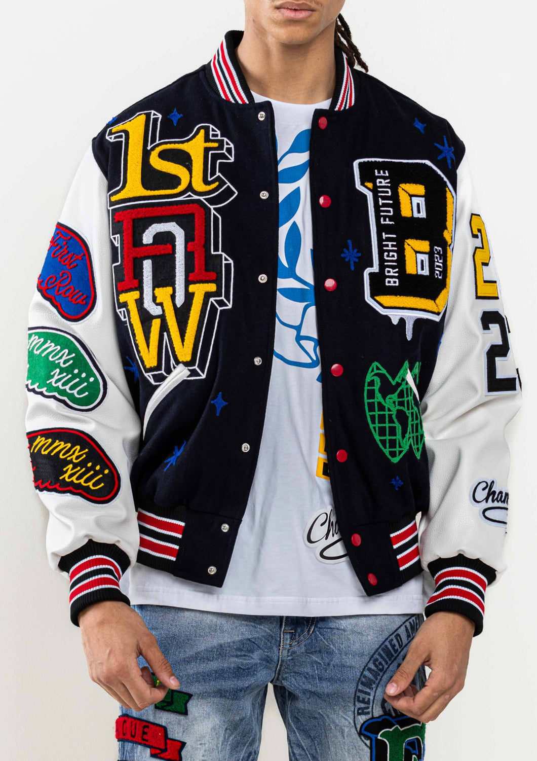 Navy Bright Future Varsity Jacket