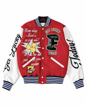 Red Get Lucky Today Varsity Jacket