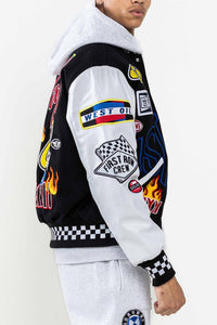 Black Crystal Sotne Motor Sport Varsity Jacket