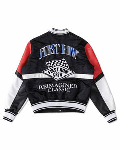 Black Nylon Rider Varsity Jacket