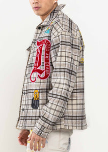 Cream Art Dealer Plaids Padding Shacket