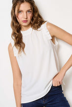 White Ruffled Neck Sleeveless Top