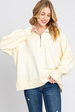 Ivory Washed Terry Zipup Pullover