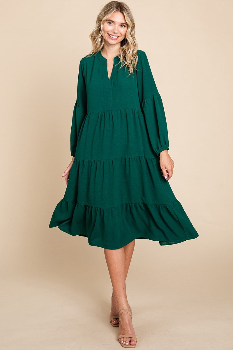 Flowing V-neck midi dress