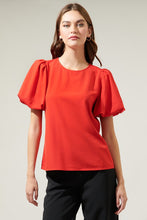 Red Solara Bubble Sleeve Blouse