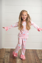 Kids Pink Bunny Print Lounge Sleep Two Piece Set