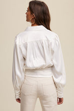 Cream Wrap Style Satin Blouse Top