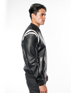 Black White Men's Fancy Pleather Jacket