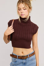 Burgundy Soft Ribbed High Neck Crop Sweater Top