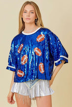 Royal Blue Game day Sequin Foot Ball Flocking Crop Top