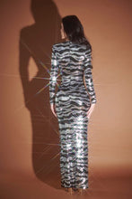 Black/Silver Sequin Zebra Print Party Dress