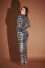 Black/Silver Sequin Zebra Print Party Dress