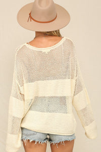 Ivory A Lightweight Ease To A Mixed Stitch Sweater