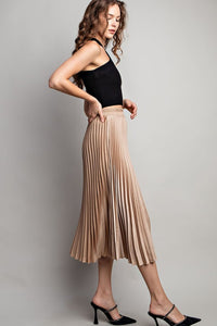 Gold Pleated Midi Skirt