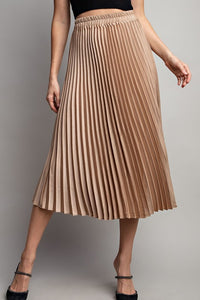 Gold Pleated Midi Skirt