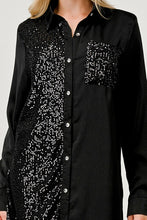 Black Sequin Shirt Dress