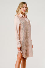 Taupe Sequin Shirt Dress